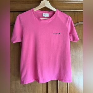 Sezane “ Anna” Embroidered Pink T-Shirt